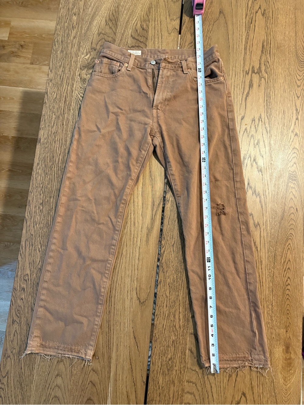 Levi’s 511 Slim Fit Brown Jeans Raw Hem Distressed Knee Men’s W29 L30